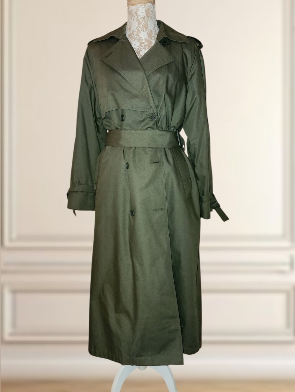 Vintage London Fog Army Green Trench Coat Jacket